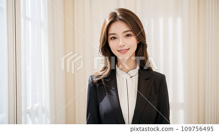 身穿西裝的日本職業女性接待員“AI生成圖像” 109756495
