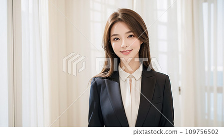 身穿西裝的日本職業女性接待員“AI生成圖像” 109756502