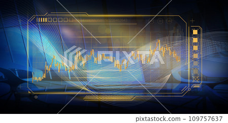 Creating a financial graph and hologram on a blurry laptop background in a creative way. Creating a financial graph and hologram on a blurry laptop background in a creative way. 109757637