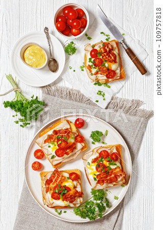 Kentucky Hot Brown open sandwiches on a plate 109757818