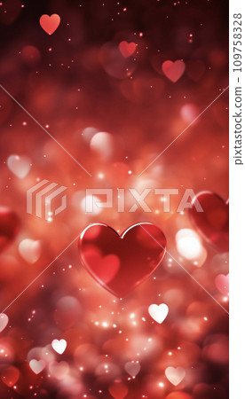 Sparkling red heart background AI image 109758328