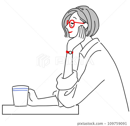 A stylish senior woman is drinking coffee A stylish senior woman is drinking coffee 109759091