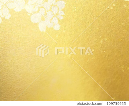 日本紙，櫻花，櫻花，金葉，紙張紋理，背景材料，AI生成圖像 109759635