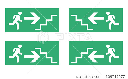 緊急出口和樓梯圖示、象形圖和標誌 緊急出口和樓梯圖示、象形圖和標誌 109759677