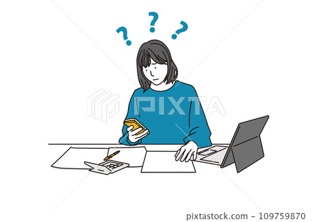 Women suffering from tax returns 109759870