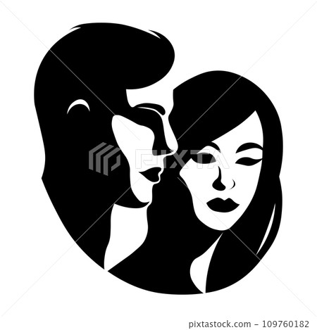 Couple black icon on white background Couple black icon on white background 109760182