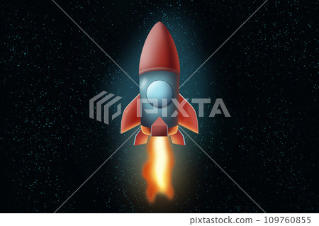 Cartoon space rocket in cosmos. Cartoon space rocket in cosmos. 109760855