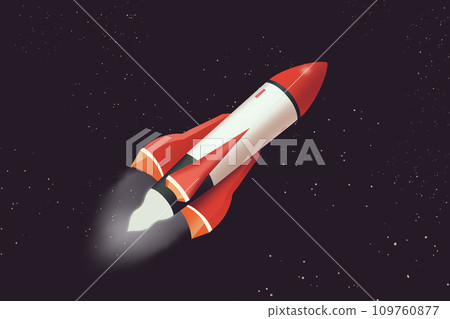 Cartoon space rocket in cosmos. Cartoon space rocket in cosmos. 109760877