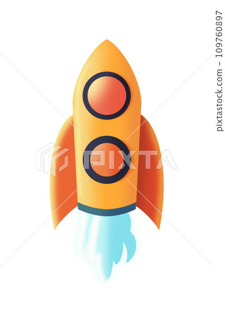 A cartoon illustration of a rocket in retro style. A cartoon illustration of a rocket in retro style. 109760897