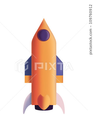 Minimalistic cartoon space rocket in retro style. Minimalistic cartoon space rocket in retro style. 109760912