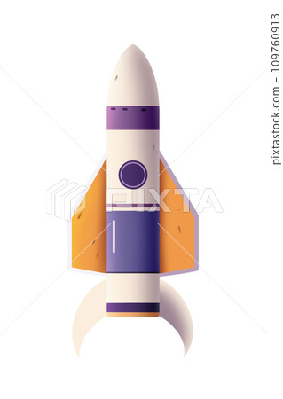 A 3D style illustration of a cartoon retro space rocket. A 3D style illustration of a cartoon retro space rocket. 109760913
