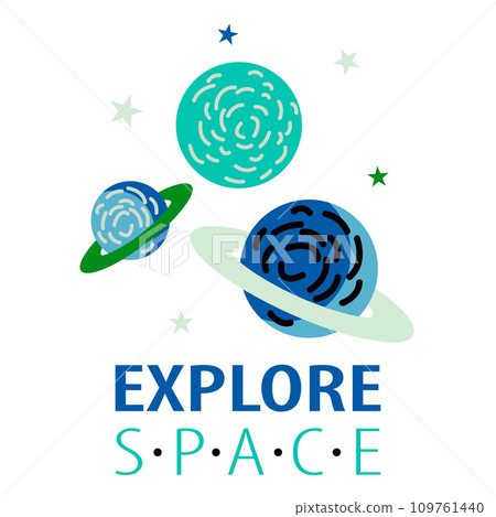 Explore space slogan and rocket vector 109761440