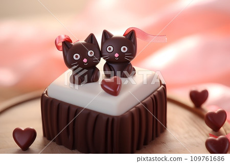 Valentine and chocolate cat Valentine and chocolate cat 109761686