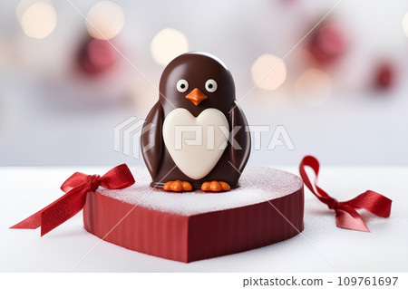 Valentine and chocolate penguin 109761697
