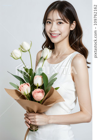 [女模特兒] 拿著花束的女人10：AI生成的圖像 109762162