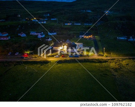 Aerial night view of Glencolumbkille in County Donegal, Republic of Irleand Aerial night view of Glencolumbkille in County Donegal, Republic of Irleand 109762182