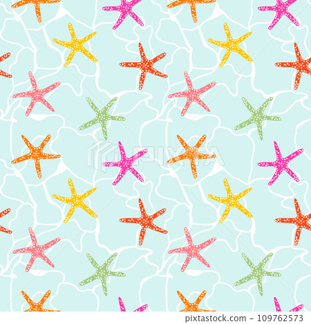 Seamless pattern with star fish. 109762573