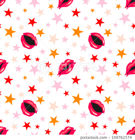 Lips seamless pattern vector illustration pop art style Lips seamless pattern vector illustration pop art style 109762574