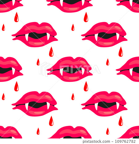 Vampire sexy lips seamless vector pattern 109762782