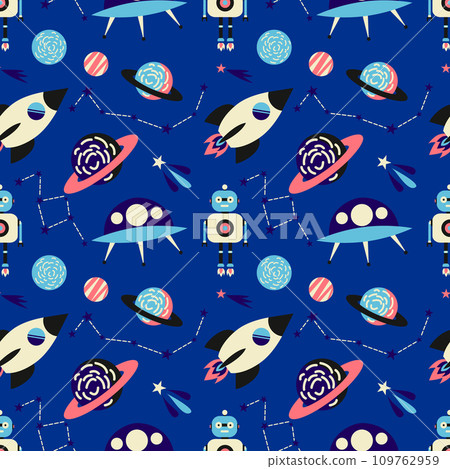 Space seamless pattern vector background. 109762959