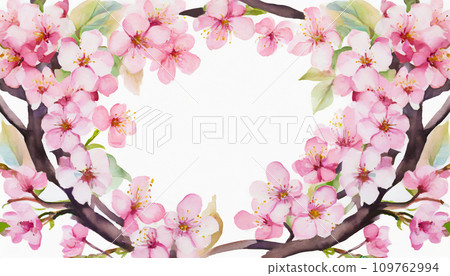 Transparent cherry blossom branch frame 109762994