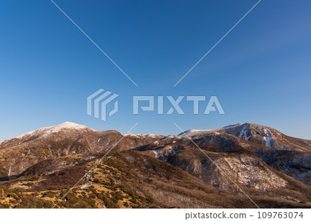 Mt. Kuju in winter with clear skies and snow, Japan's 100 Famous Mountains, Kokonoe Mountains, Oita Prefecture 109763074