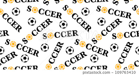 Seamless pattern with soccer ball. Vector football background 109763410