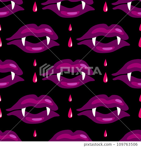 Vampire sexy lips seamless vector pattern 109763506