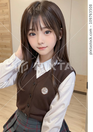 AI-generated image of a cute high school girl 109763508