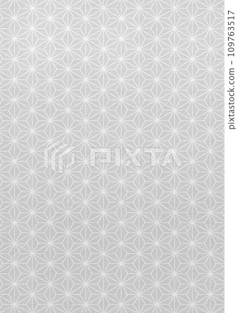 Japanese pattern background, hemp leaf pattern, silver, silver foil, vertical 109763517