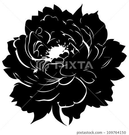 Black silhouette of a rose on a white background. Vector illustration. Black silhouette of a rose on a white background. Vector illustration. 109764150