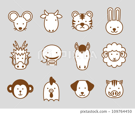 可愛的生肖動物圖示集 可愛的生肖動物圖示集 109764450