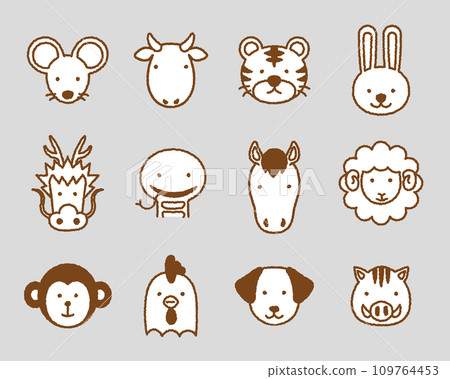 可愛的生肖動物圖示集 可愛的生肖動物圖示集 109764453