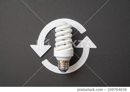 Energy saving light bulb on a black background 109764636