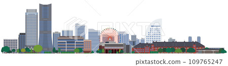 橫濱港未來全景風景簡單插畫 橫濱港未來全景風景簡單插畫 109765247