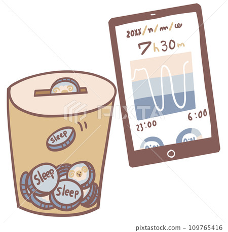 Sleep savings and sleep management app on smartphone 109765416