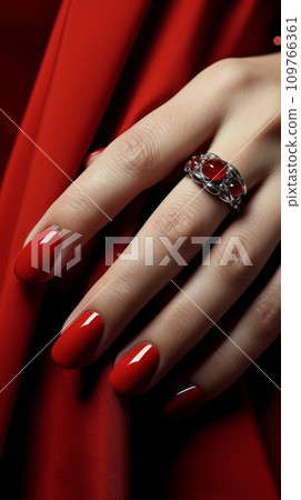Women's red nail design Women's red nail design 109766361