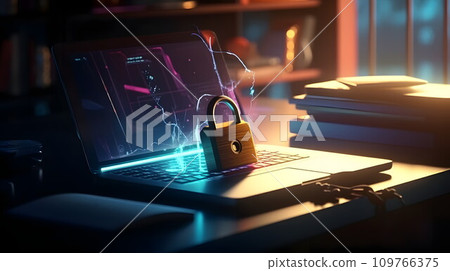 圖片No.013 AI產生的圖像表達了數位安全和資料保護的概念 109766375