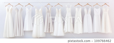Various wedding dresses in the wedding salon Various wedding dresses in the wedding salon 109766462