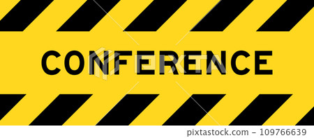 Yellow and black color with line striped label banner with word conference Yellow and black color with line striped label banner with word conference 109766639