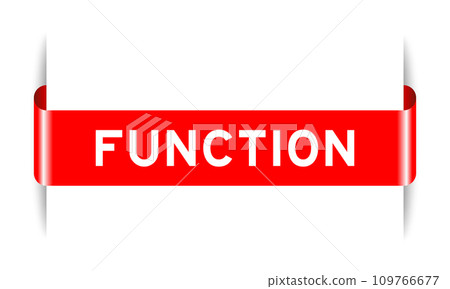 Red color inserted label banner with word function on white background Red color inserted label banner with word function on white background 109766677