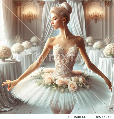 芭蕾舞者的插圖。它也可以用於婚禮。 109766758