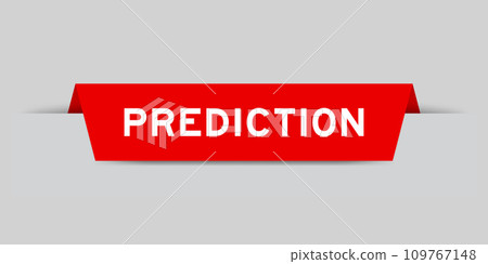 Red color inserted label with word prediction on gray background Red color inserted label with word prediction on gray background 109767148