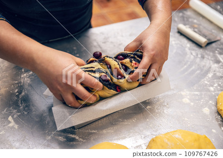 Raw dough prepared for Babka dessert 109767426