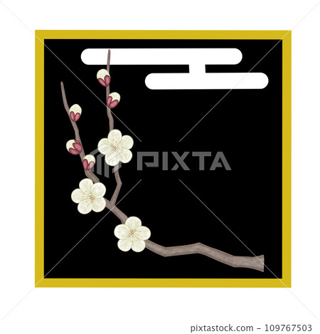 春天盛開的白梅花和雲的框架 109767503