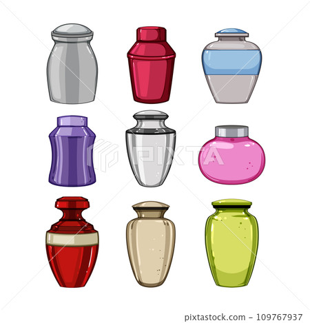 urn ashes set cartoon vector illustration 109767937
