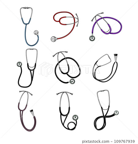 stethoscope set cartoon vector illustration 109767939