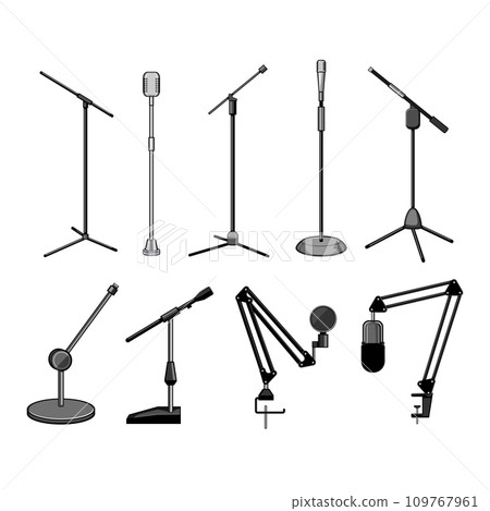 microphone stand set cartoon vector illustration microphone stand set cartoon vector illustration 109767961