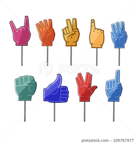 foam fan finger set cartoon vector illustration 109767977