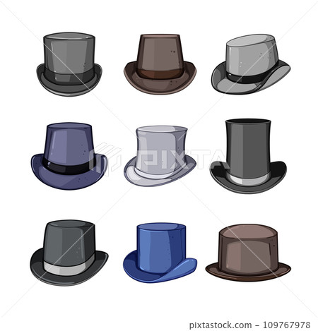 cylinder hat set cartoon vector illustration 109767978